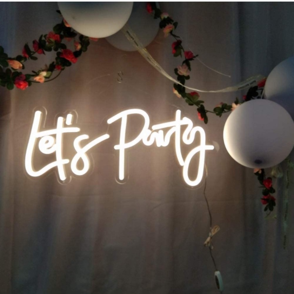 Let’s Party White Neon LED Wall Trendy Decor Birthday/Graduation/Wedding Sign - Picture 8 of 10